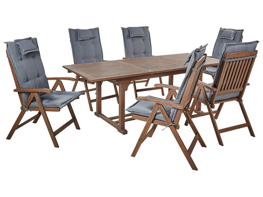 Garden Dining Set 6 Seater AMANTEA with Cushions Acacia Wood Grey