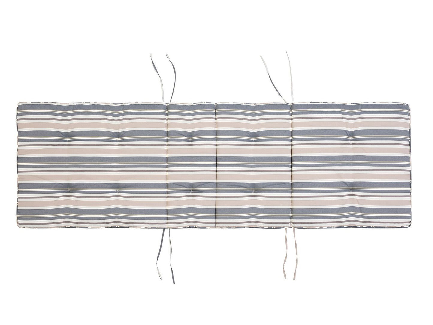 Acacia Wood Reclining Sun Lounger with Striped Blue Cushion AMANTEA