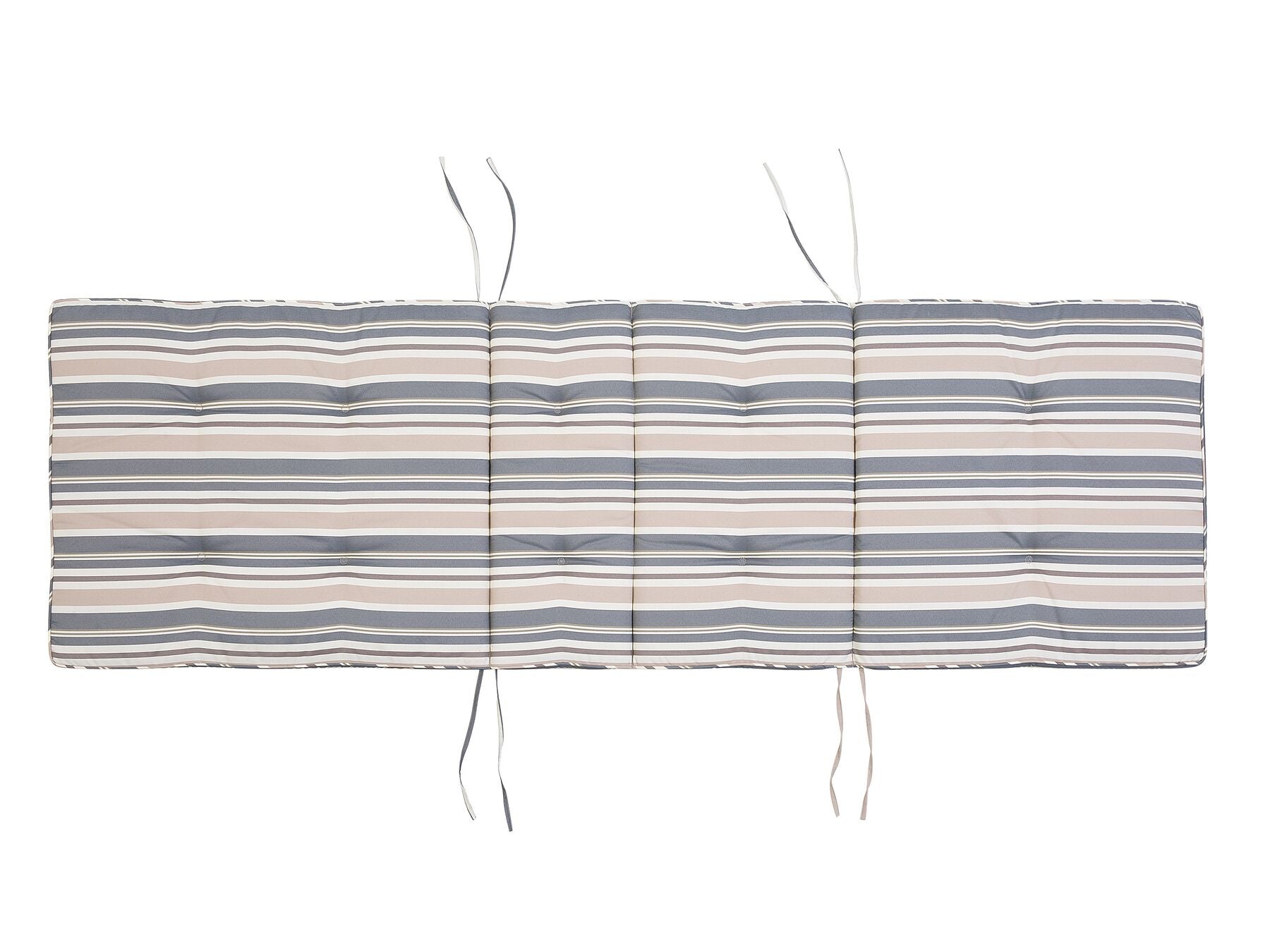 Acacia Wood Reclining Sun Lounger with Striped Blue Cushion AMANTEA