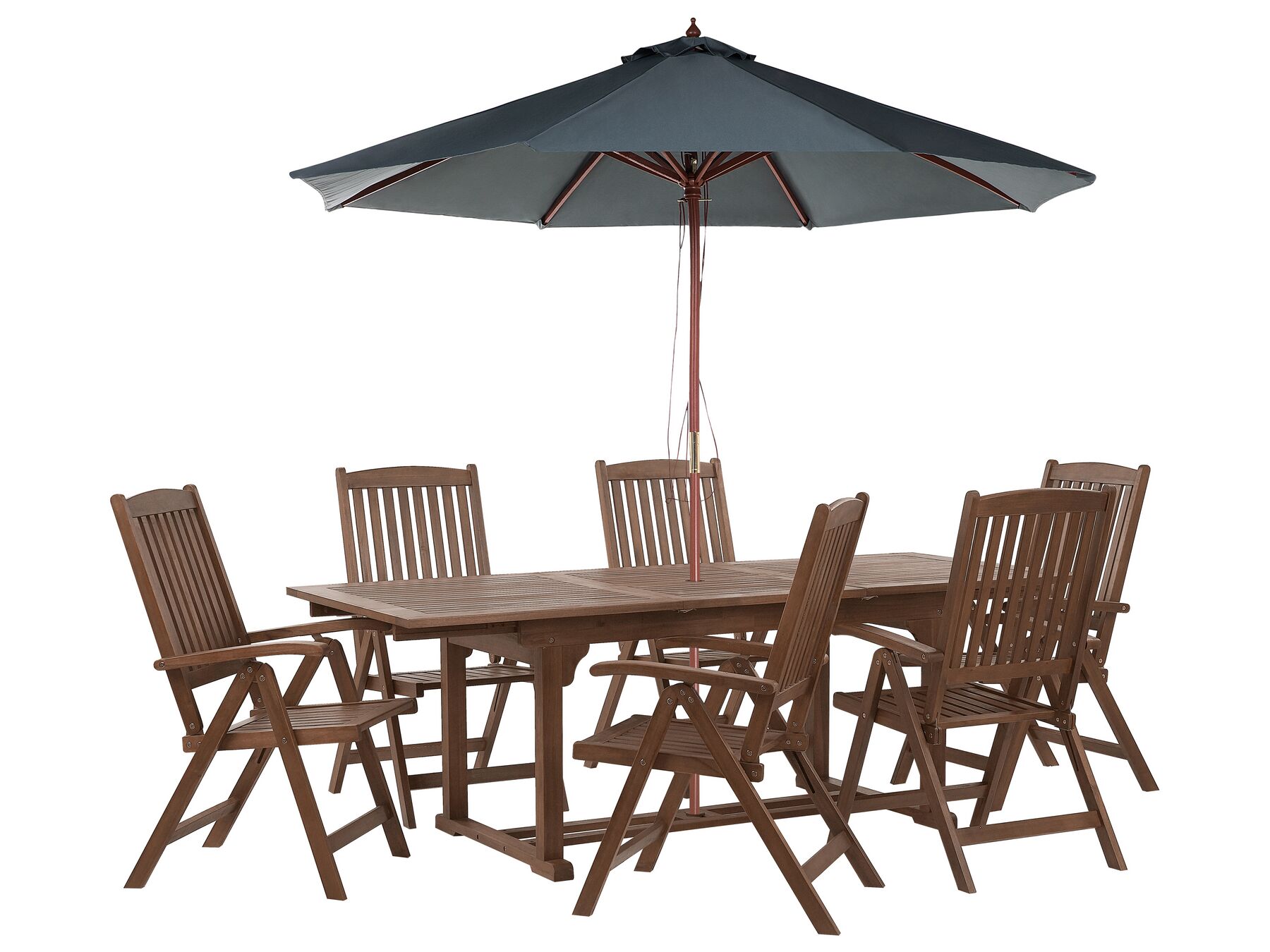 Garden Dining Set 6 Seater AMANTEA with Parasol Acacia Wood Grey