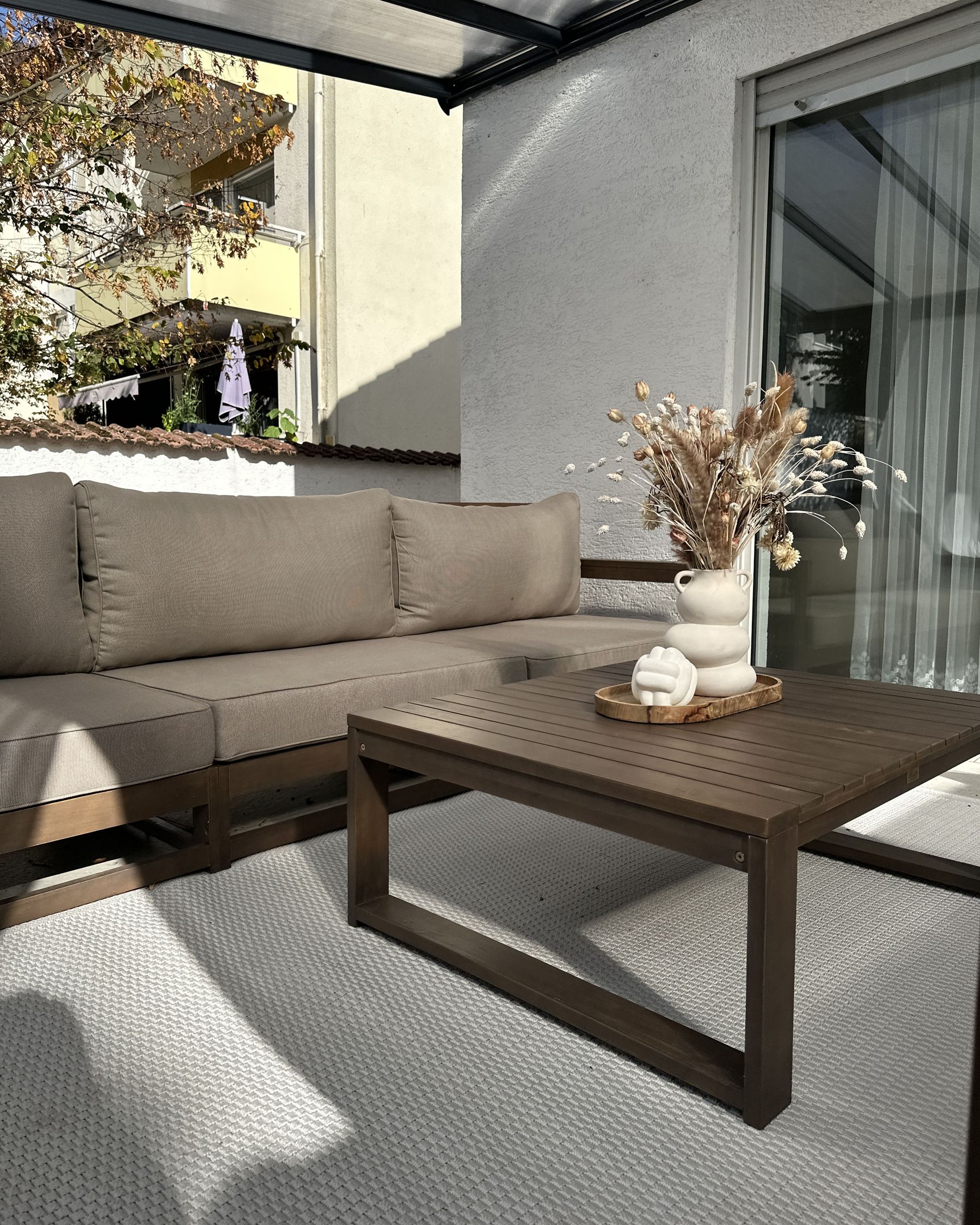 Garden Lounge Set with Table 5 Seater TIMOR Modular Certified Acacia Wood Dark Brown