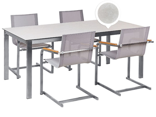 Garden Dining Set 4 Seater COSOLETO Tempered Glass White