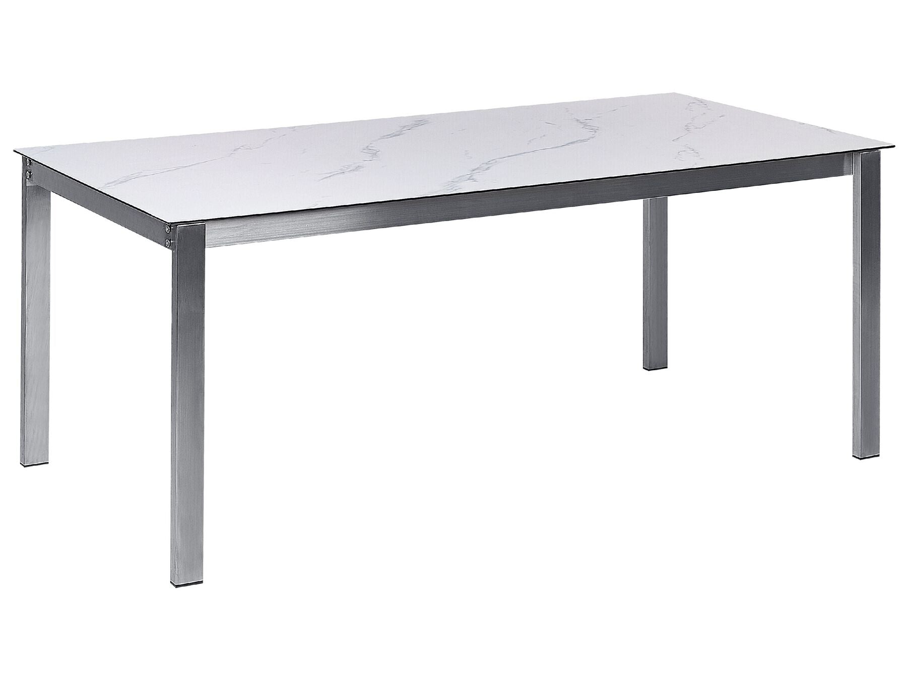 Garden Dining Set 6 Seater COSOLETO/GROSSETO Tempered Glass Marble Effect White Marble