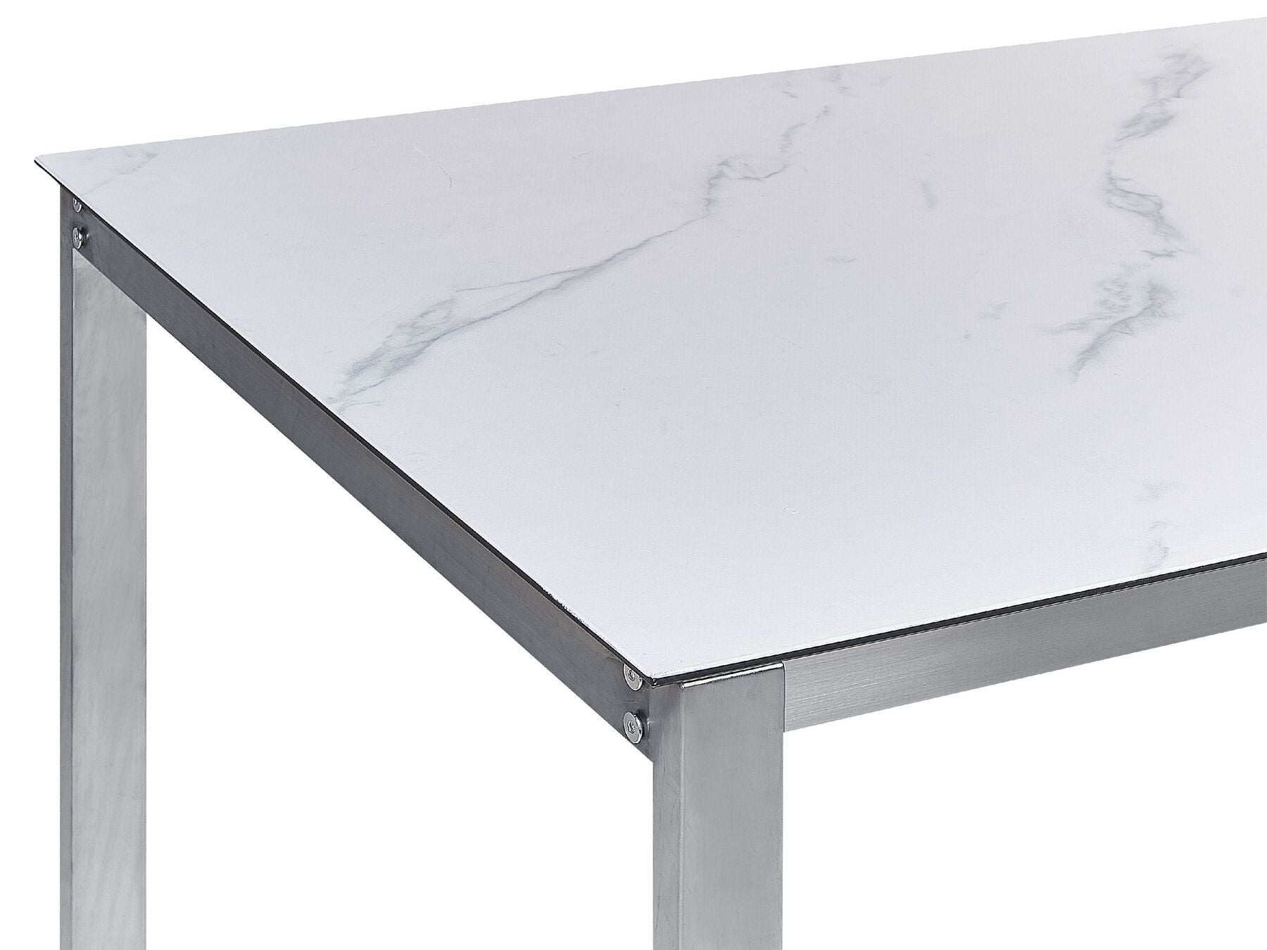 Garden Dining Set 6 Seater COSOLETO/GROSSETO Tempered Glass Marble Effect White Marble