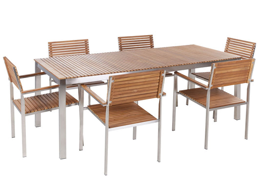 Garden Dining Set 6 Seater VIAREGGIO FSC® Certified Teak Wood Brown
