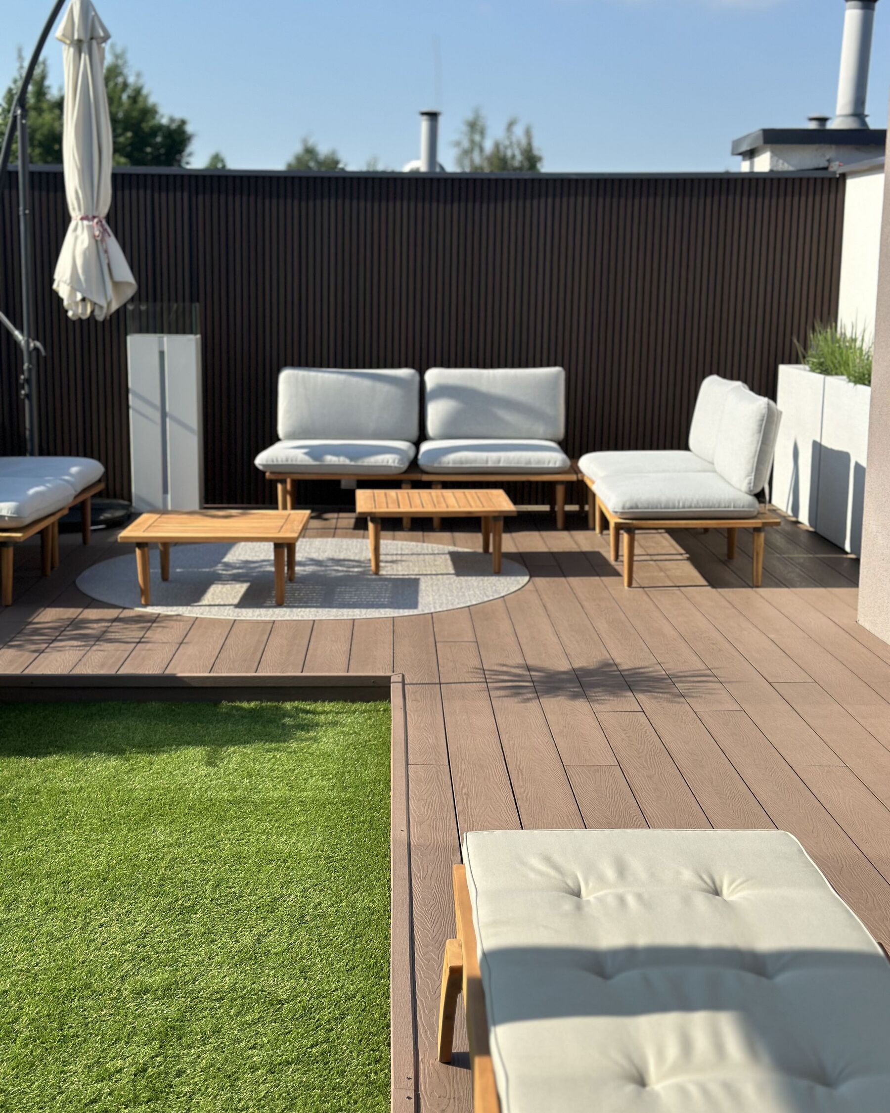 Garden Lounge Set with Table 4 Seater FRASCATI Modular Certified Acacia Wood Light Grey