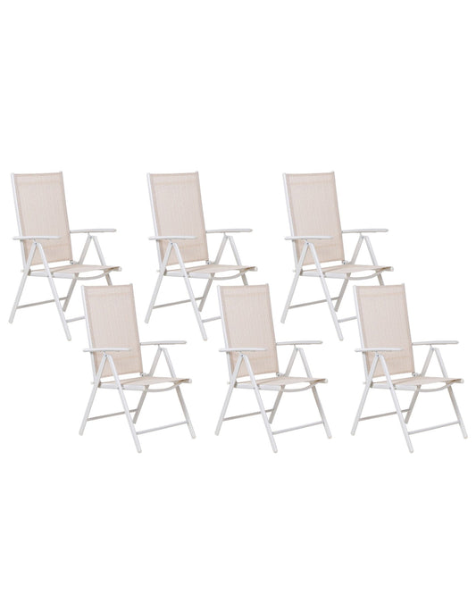 Set of 6 Garden Chairs CATANIA Metal Beige