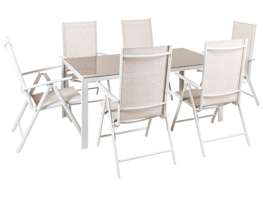 Garden Dining Set 6 Seater CATANIA Metal Beige