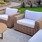 Set of 2 Garden Armchairs Rattan Light Brown