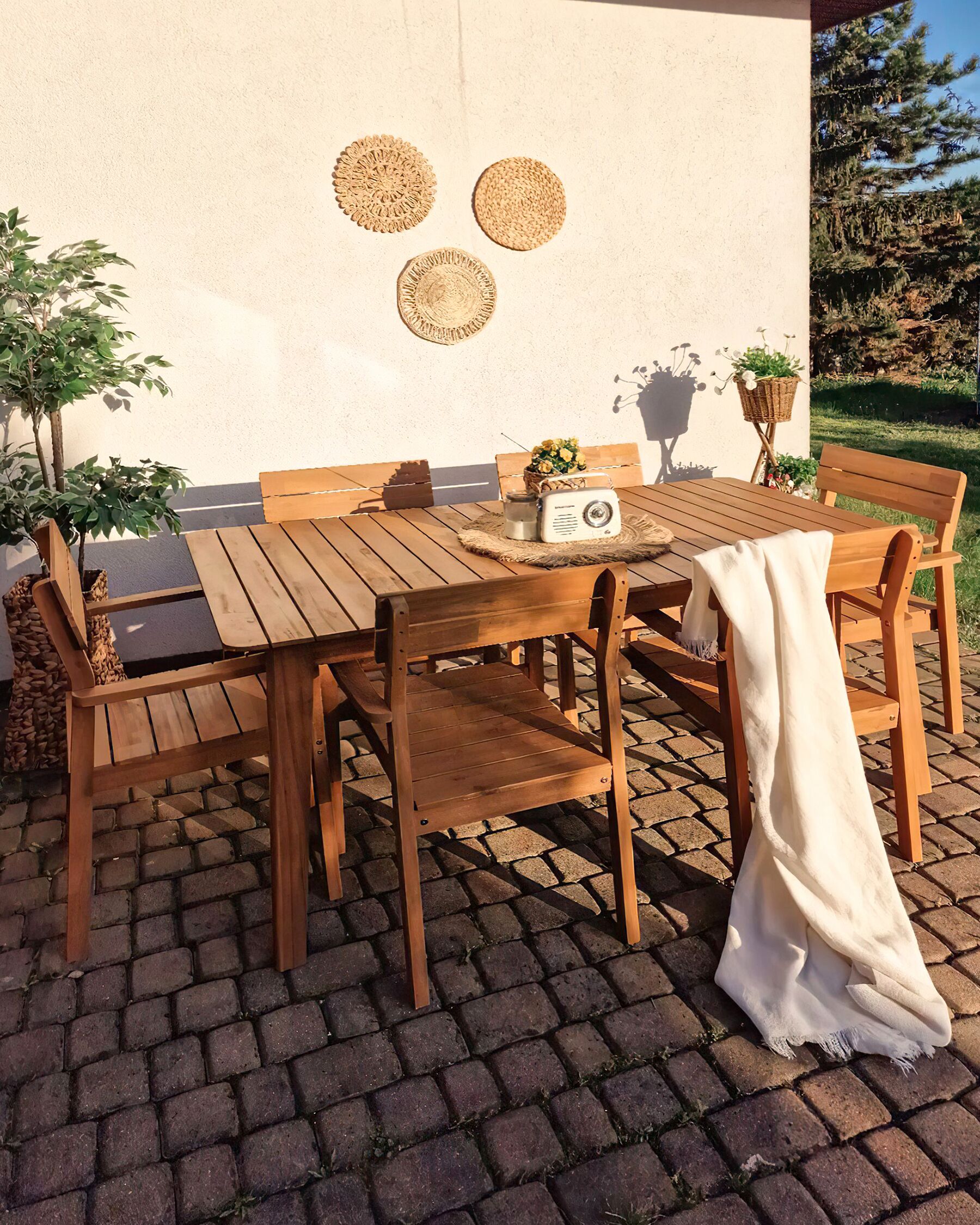 Set of 6 Garden Chairs FORNELLI Acacia Wood Brown