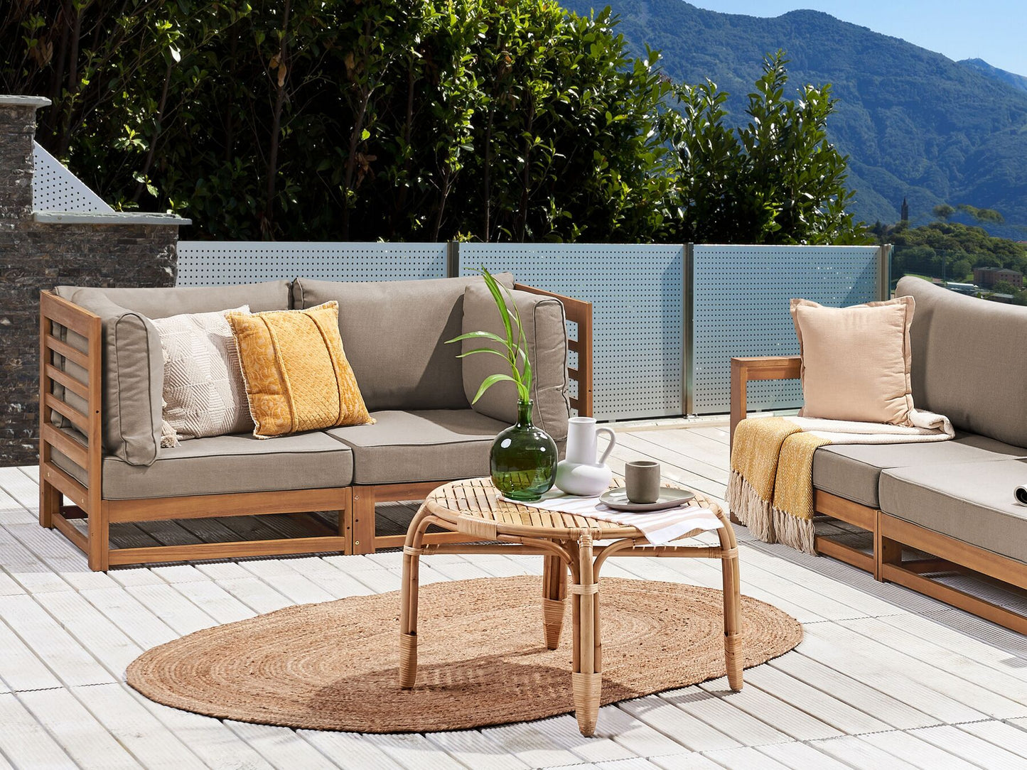 Garden Sofa 2 Seater TRANI Modular Certified Acacia Wood Light Brown
