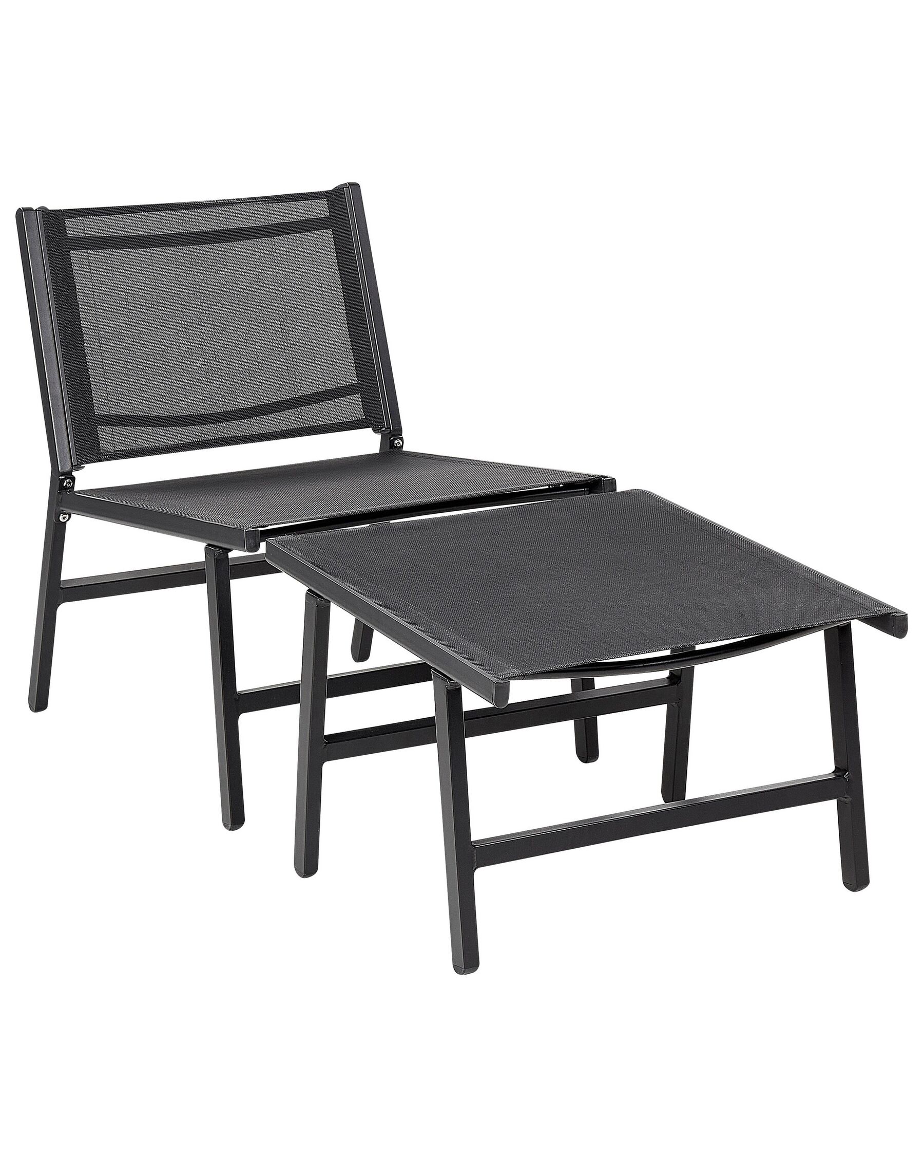 Set of 2 Garden Chairs MARCEDDI with Footstool Metal Black