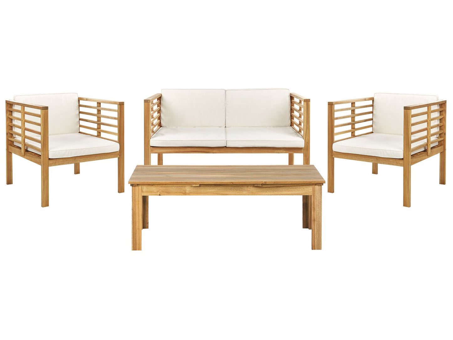 Garden Lounge Set with Table 4 Seater PACIFIC Acacia Wood Off-White