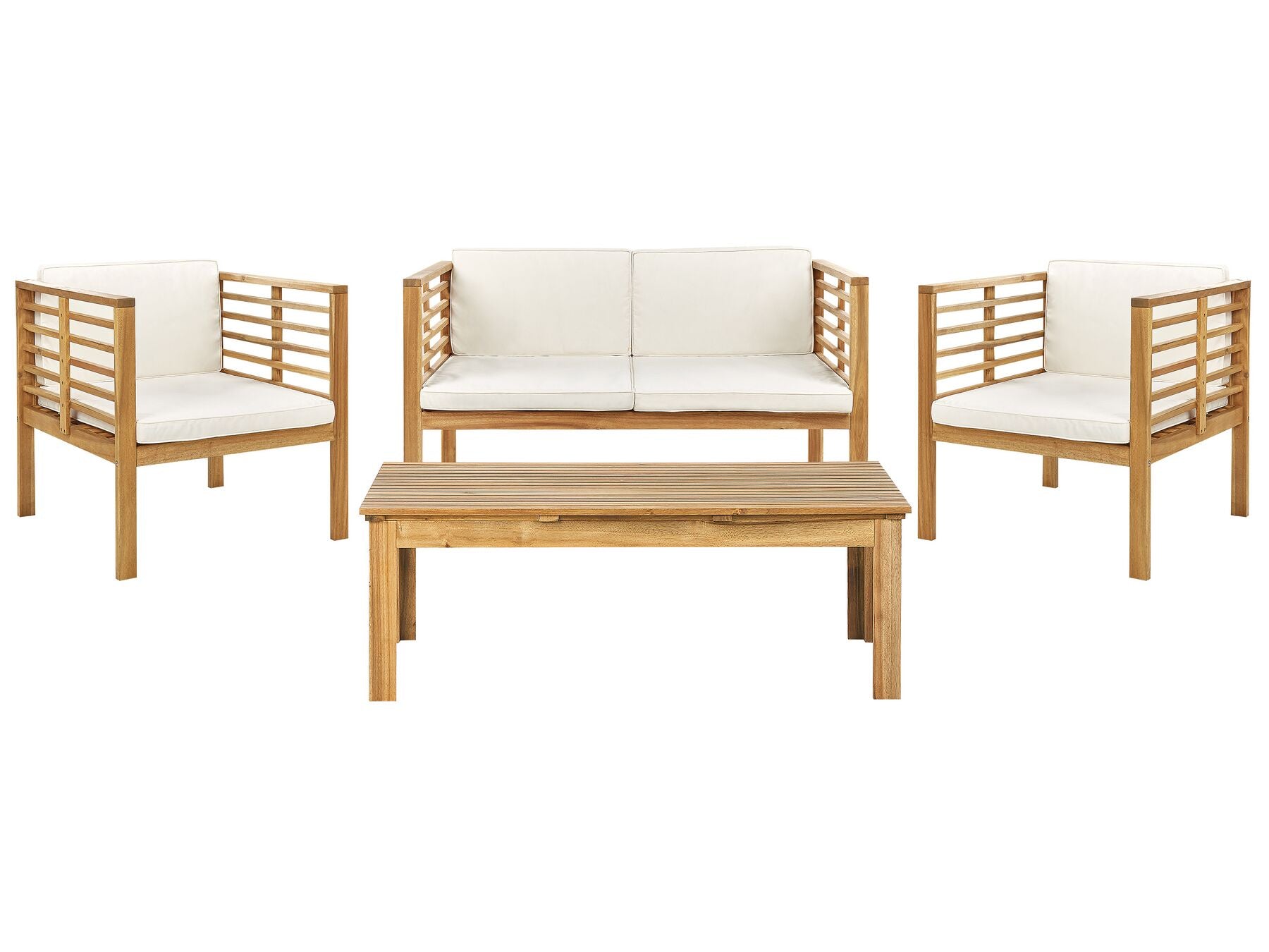 Garden Lounge Set with Table 4 Seater PACIFIC Acacia Wood Off-White