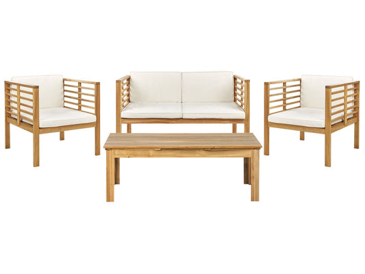 Garden Lounge Set with Table 4 Seater PACIFIC Acacia Wood Off-White