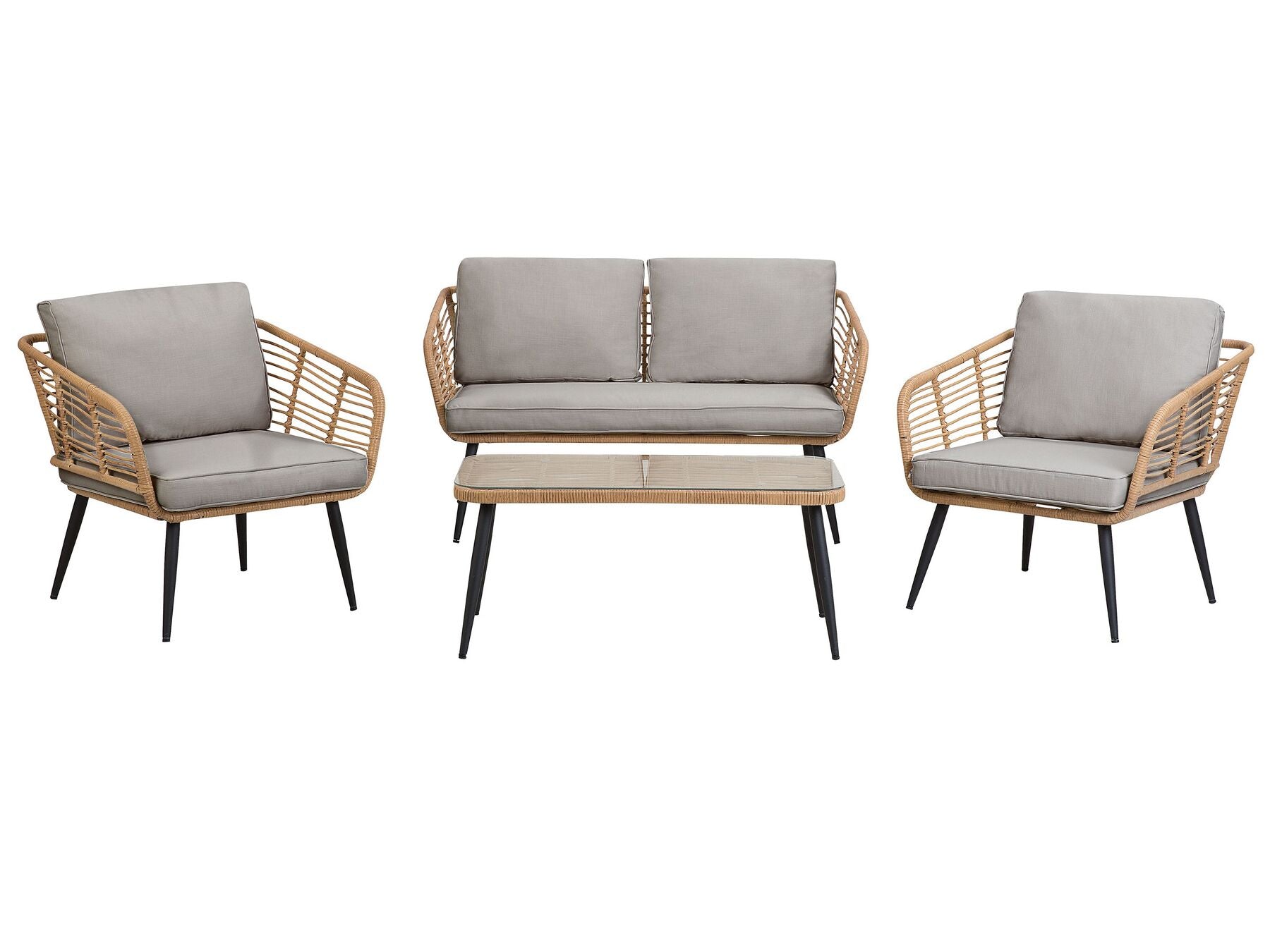Garden Lounge Set with Table 4 Seater CORINTH II PE Rattan Natural