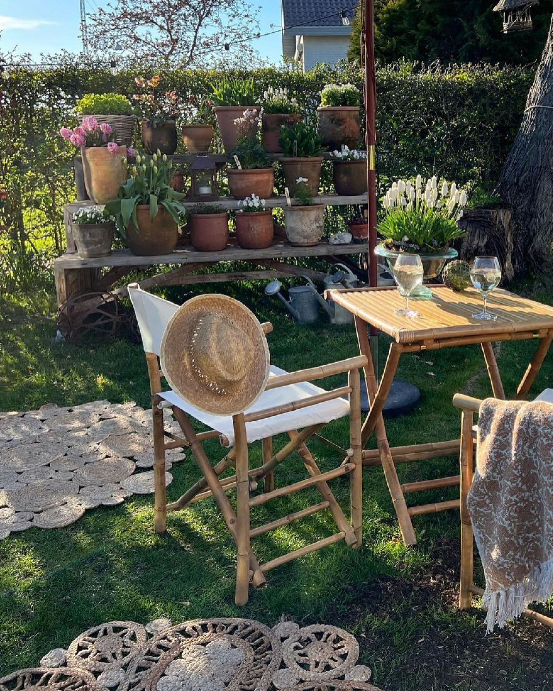 Set of 2 Garden Chairs MOLISE Bamboo Wood Brown