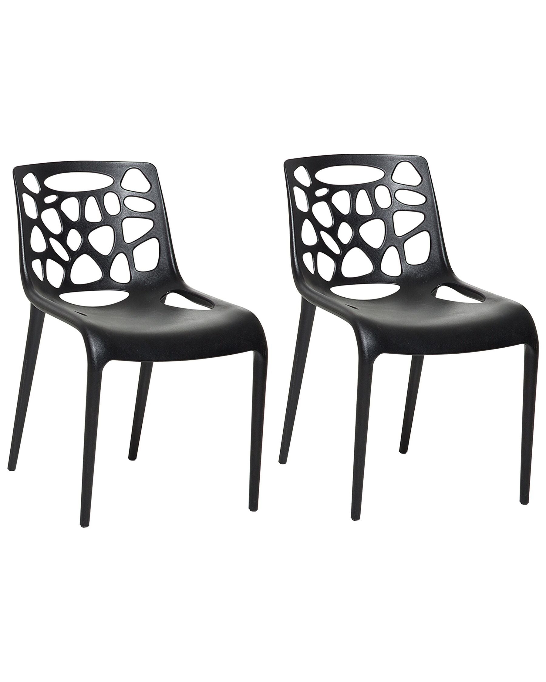 Set of 2 Dining Chairs MORGAN Synthetic Material Black