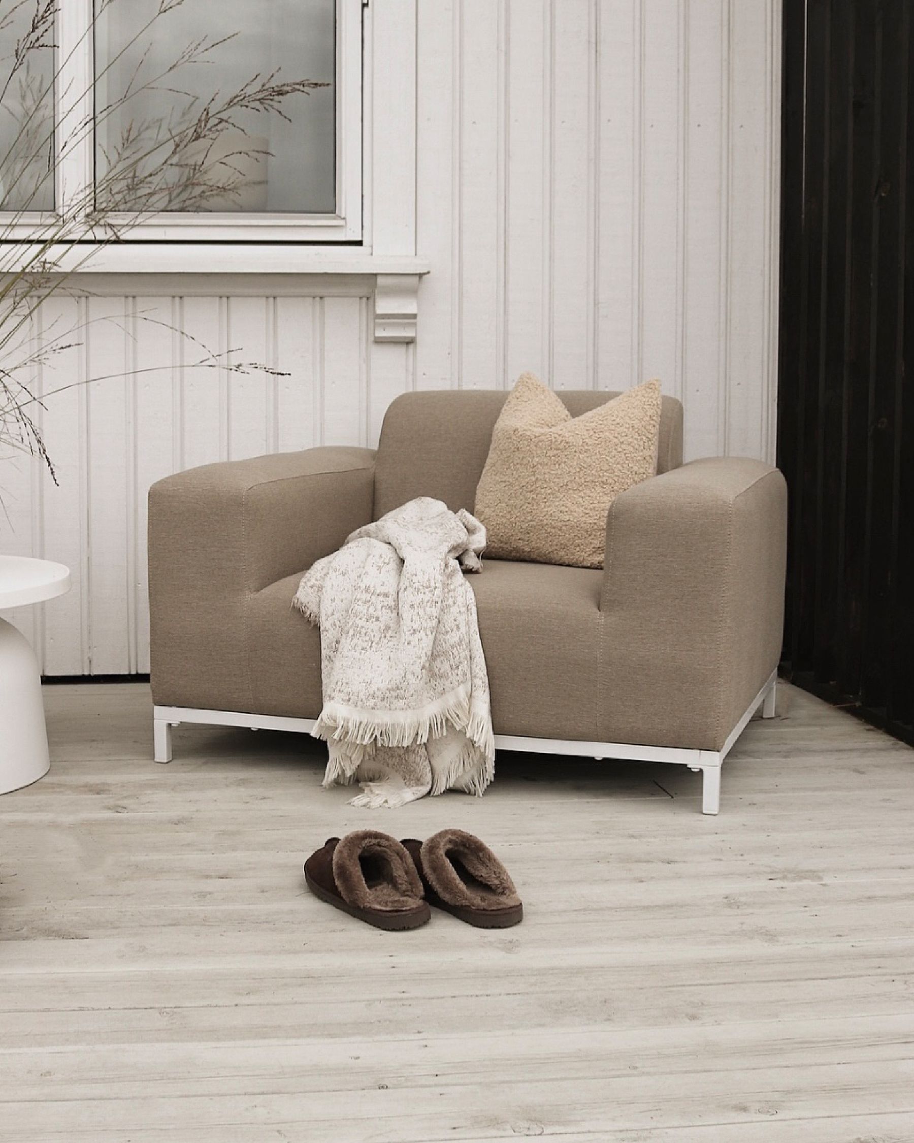 Set of 2 Garden Armchairs ROVIGO Fabric Beige