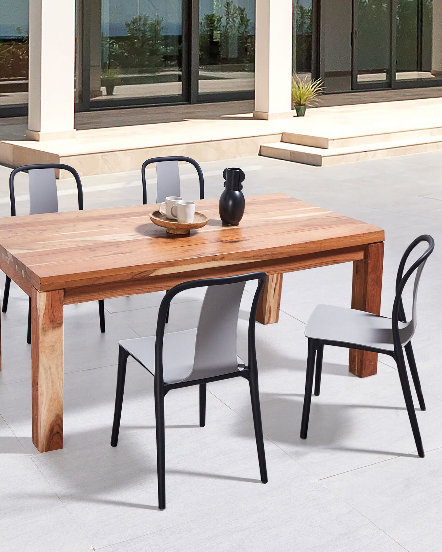 Set of 4 Garden Chairs SPEZIA Grey