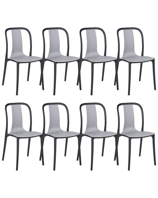 Set of 8 Garden Chairs SPEZIA Grey