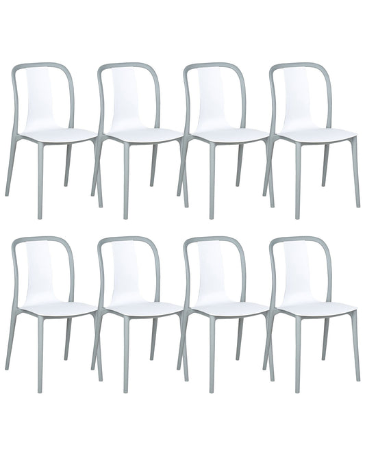 Set of 8 Garden Chairs SPEZIA White