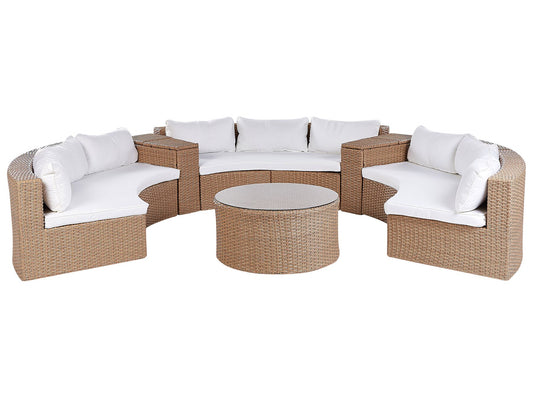 Garden Lounge Set with Table 9 Seater SEVERO PE Rattan Sand Beige