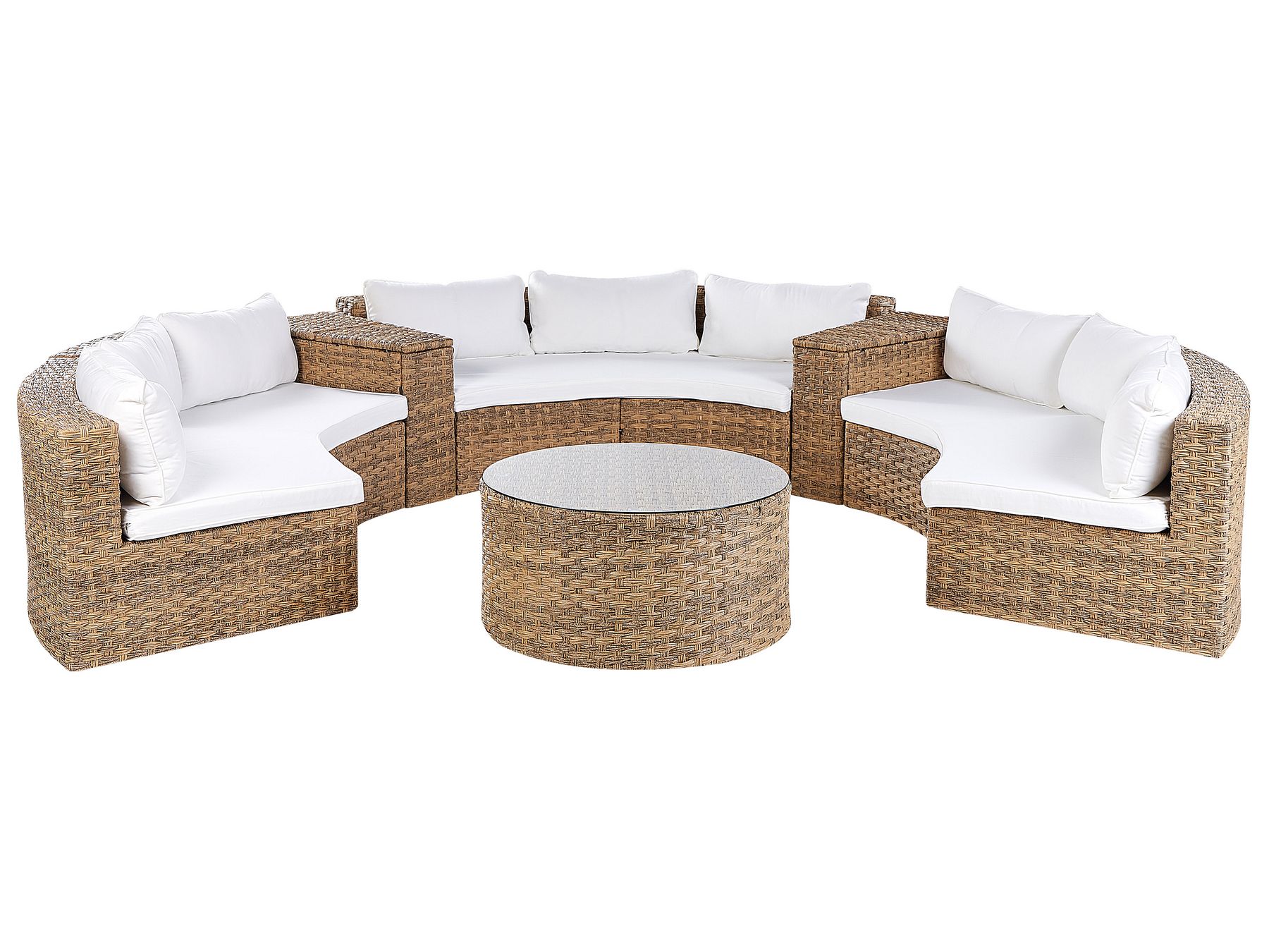 Garden Lounge Set with Table 9 Seater Rattan Golden Brown