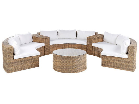 Garden Lounge Set with Table 9 Seater Rattan Golden Brown
