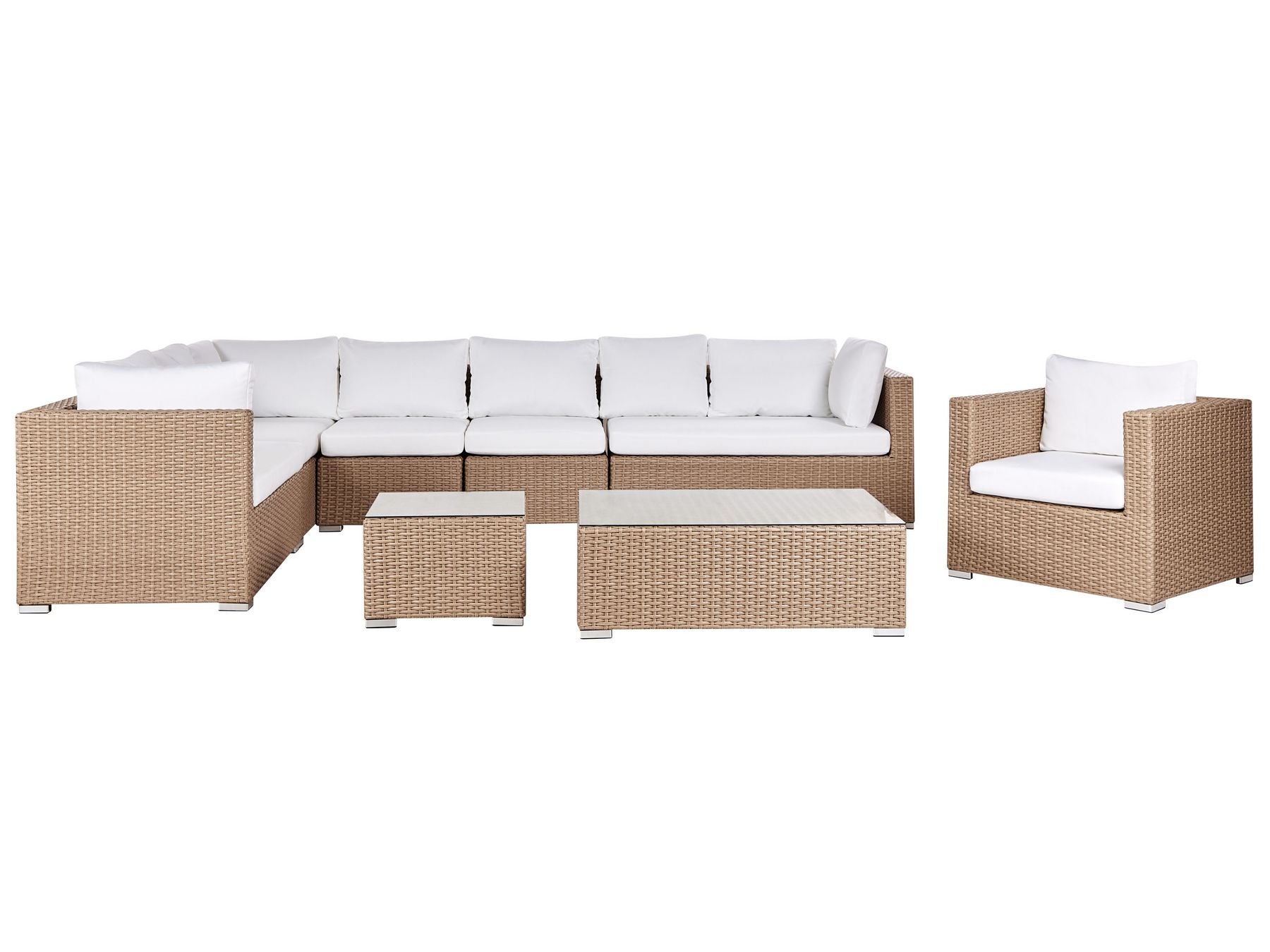 Garden Lounge Set with Table 8 Seater XXL Right Hand Modular PE Rattan Sand Beige