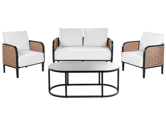 Garden Lounge Set with Table 4 Seater MONTEFALCO Metal White