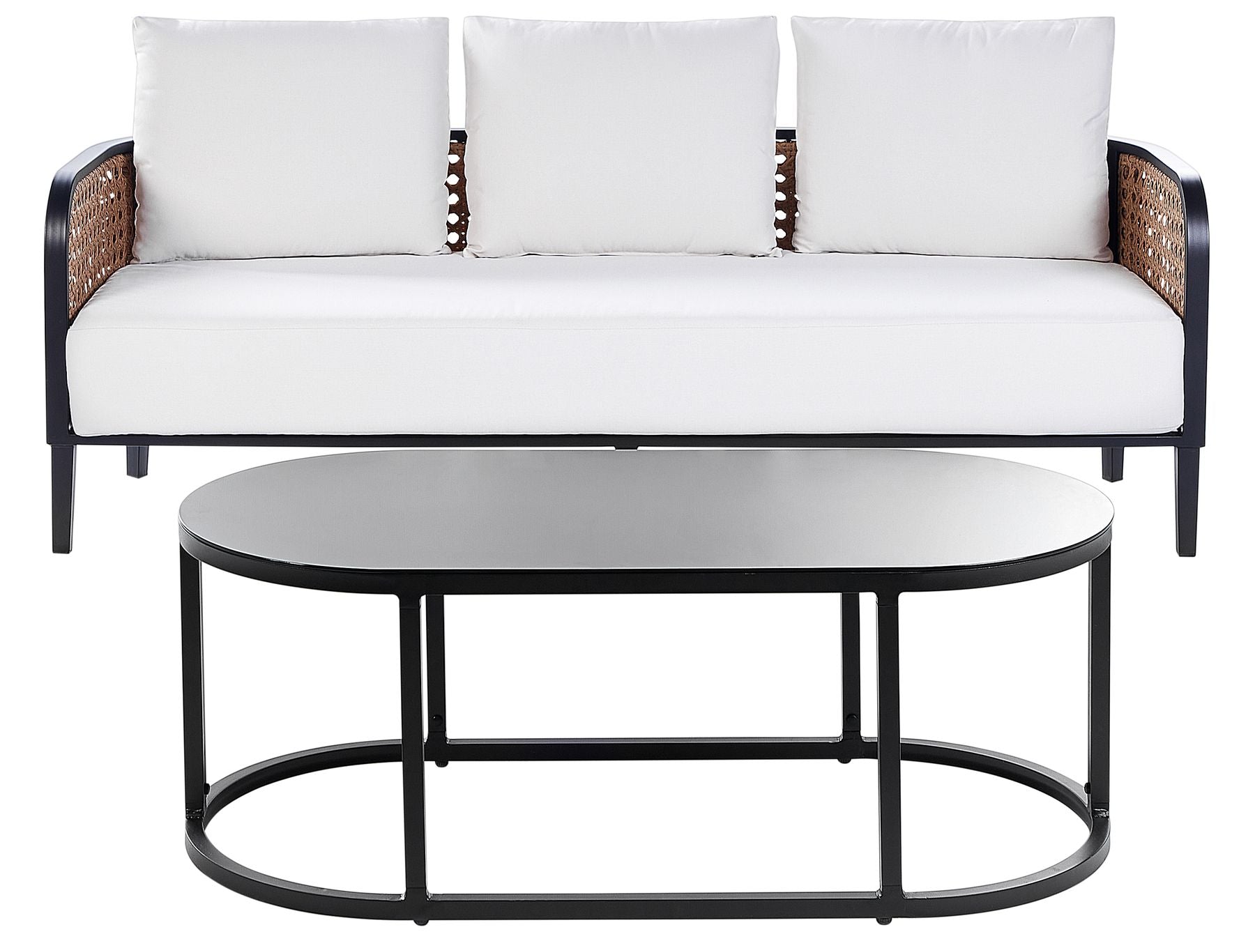 Garden Lounge Set with Table 3 Seater MONTEFALCO Metal White
