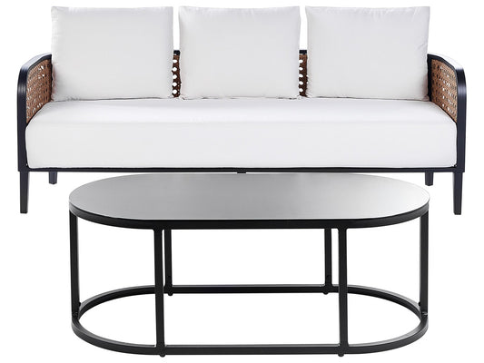 Garden Lounge Set with Table 3 Seater MONTEFALCO Metal White