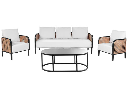 Garden Lounge Set with Table 5 Seater MONTEFALCO Metal White