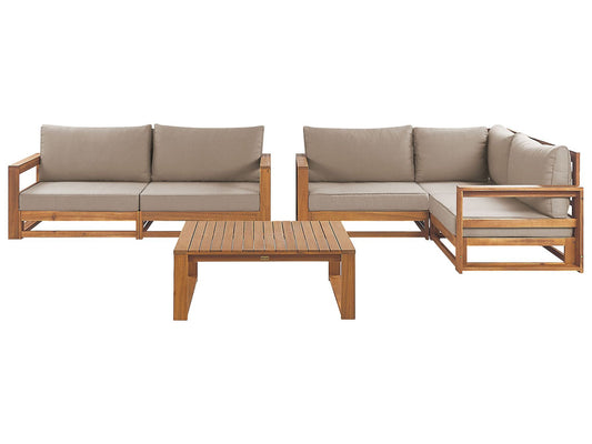 Garden Lounge Set with Table 4 Seater TIMOR Modular Certified Acacia Wood Light Brown