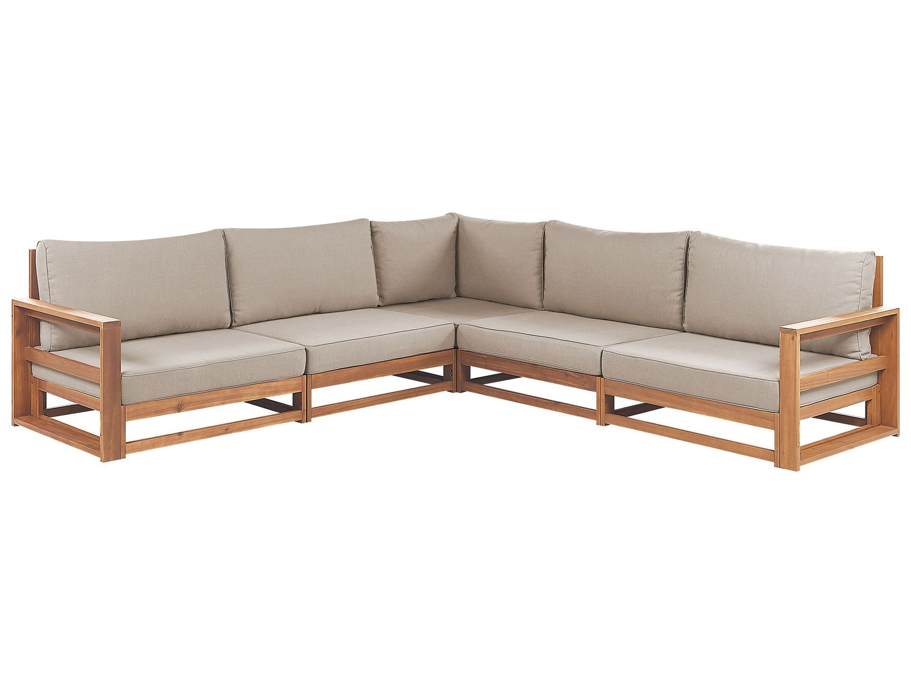 Garden Corner Sofa with Table 5 Seater TIMOR Modular Certified Acacia Wood Light Brown