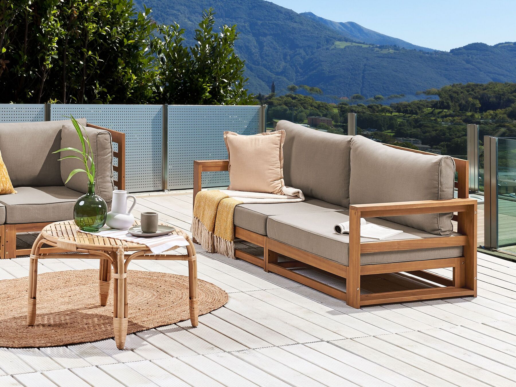Garden Sofa 2 Seater TIMOR Modular Certified Acacia Wood Light Brown