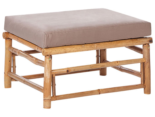 Garden Ottoman CERRETO Bamboo Wood Taupe