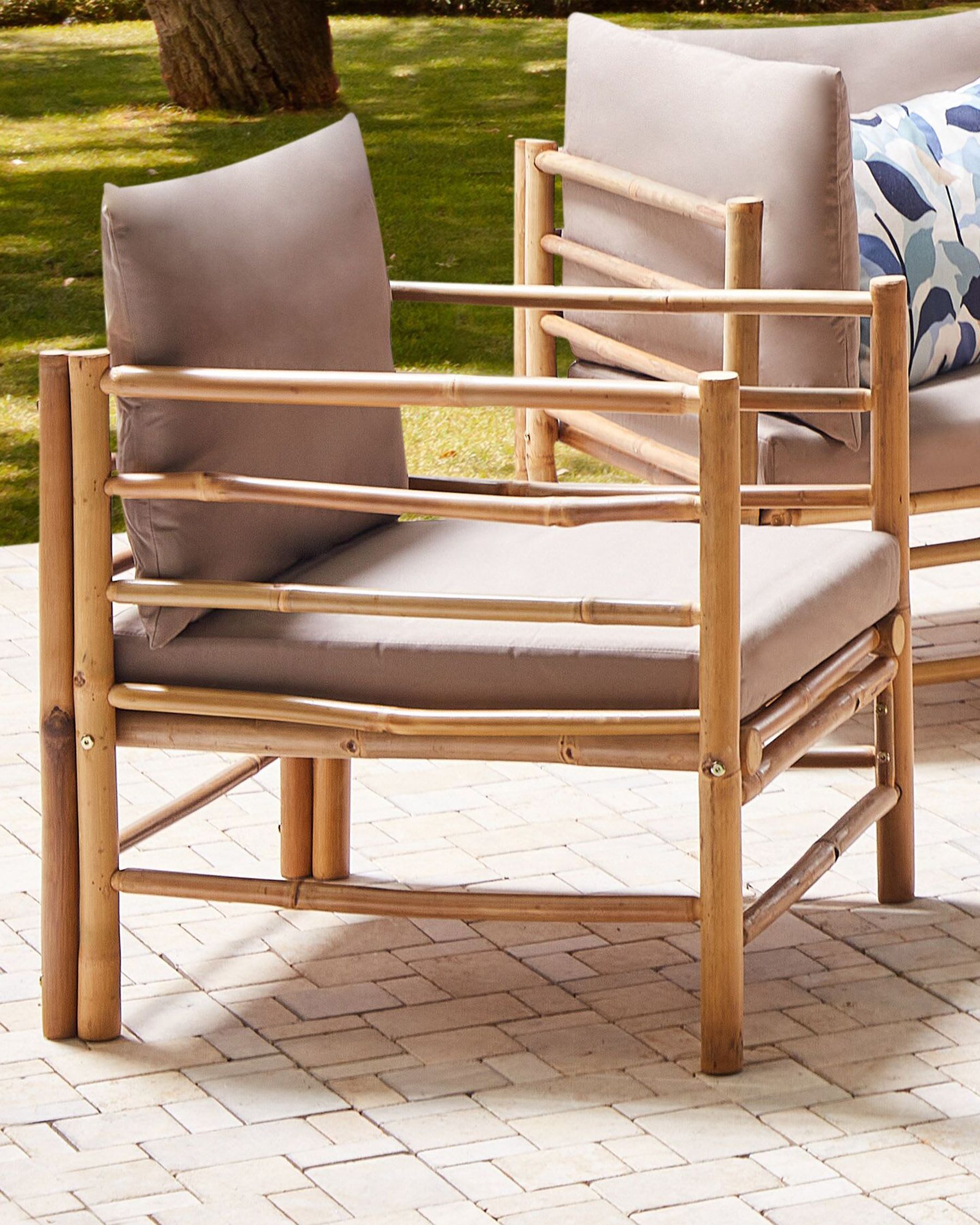 Garden Armchair CERRETO Bamboo Wood Taupe