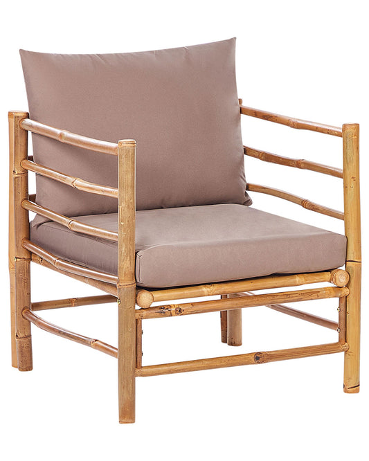 Garden Armchair CERRETO Bamboo Wood Taupe