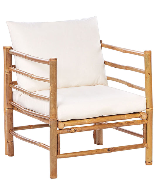 Garden Armchair CERRETO Bamboo Wood Off-White