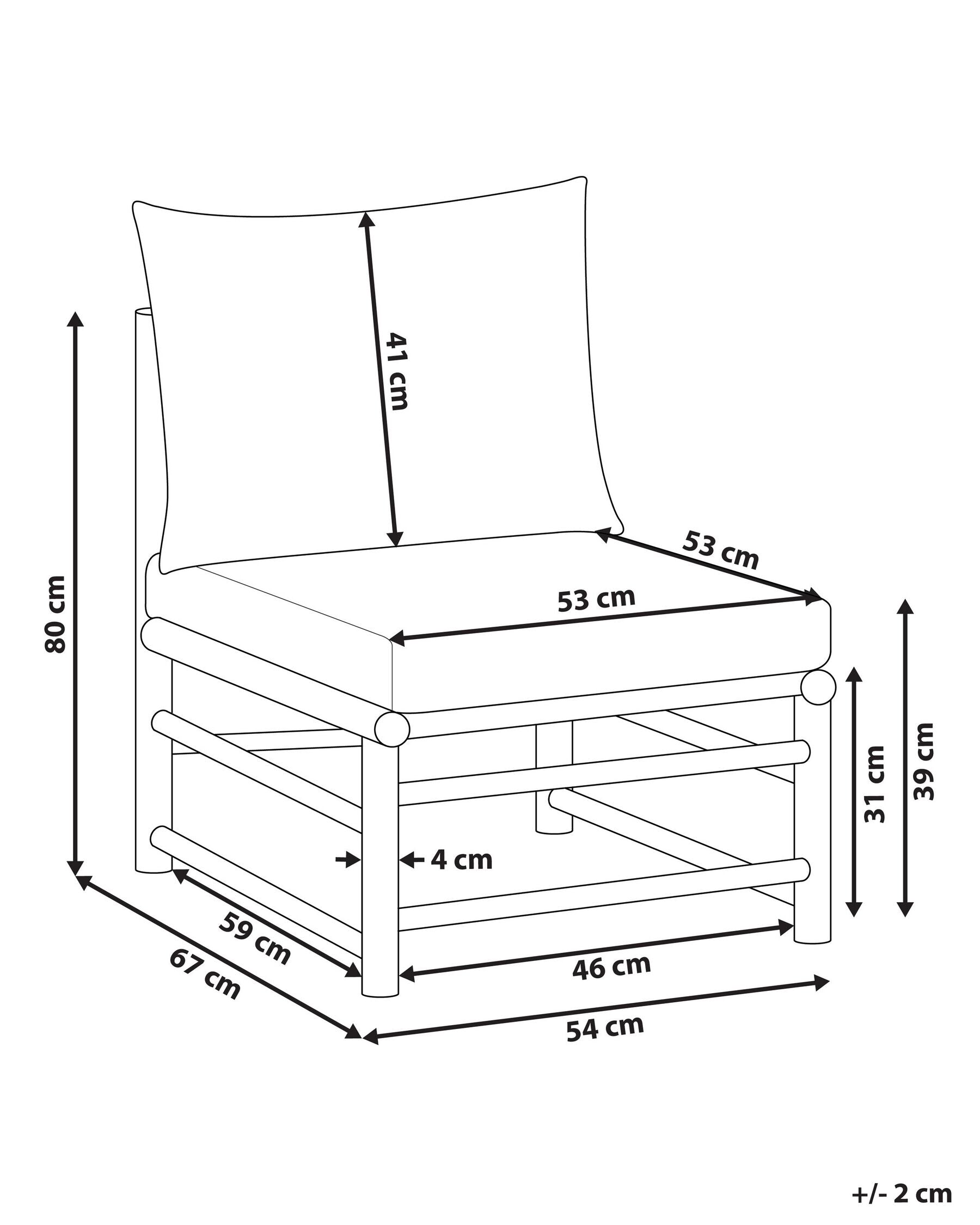 Garden 1-Seat Section CERRETO Bamboo Wood Off-White