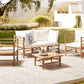 Garden Lounge Set with Table 4 Seater CERRETO Bamboo Wood Off-White