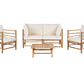 Garden Lounge Set with Table 4 Seater CERRETO Bamboo Wood Off-White