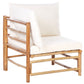 Garden Lounge Set with Table 4 Seater CERRETO Bamboo Wood Off-White