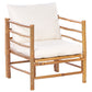 Garden Lounge Set with Table 4 Seater CERRETO Bamboo Wood Off-White