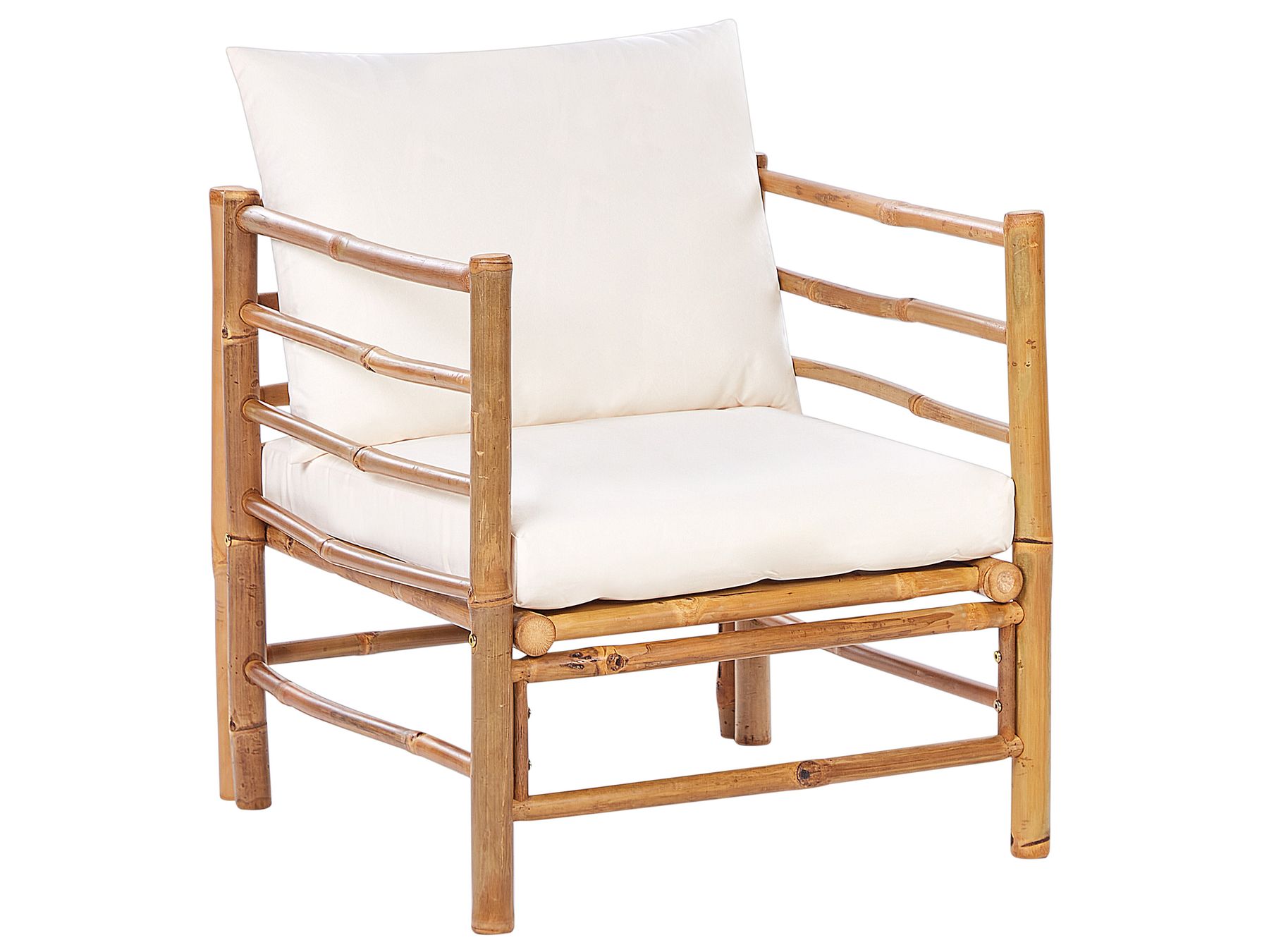 Garden Lounge Set with Table 4 Seater CERRETO Bamboo Wood Off-White