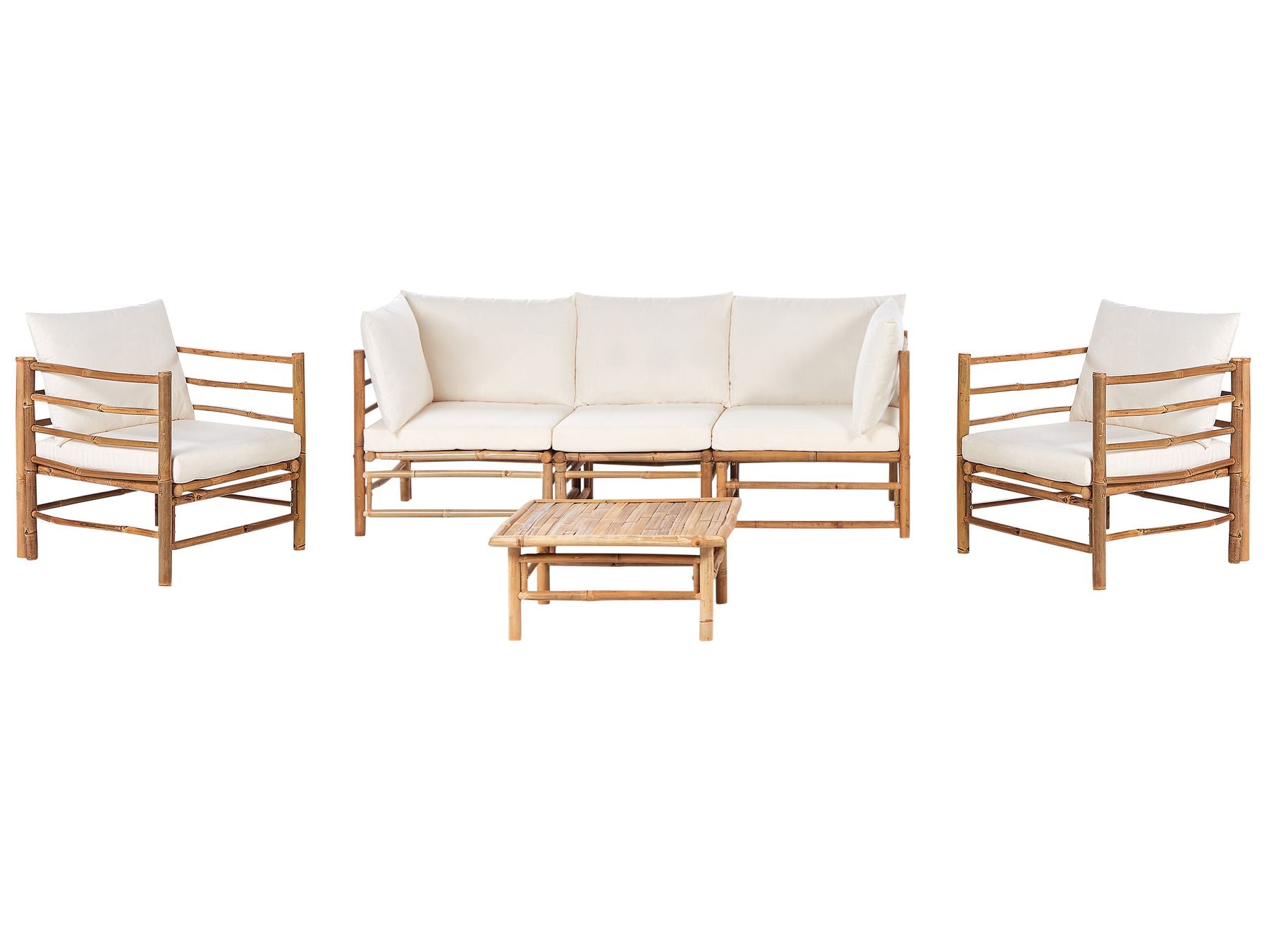 Garden Lounge Set with Table 5 Seater CERRETO Bamboo Wood Off-White
