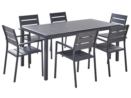 Garden Dining Set 6 Seater VERNIO Black