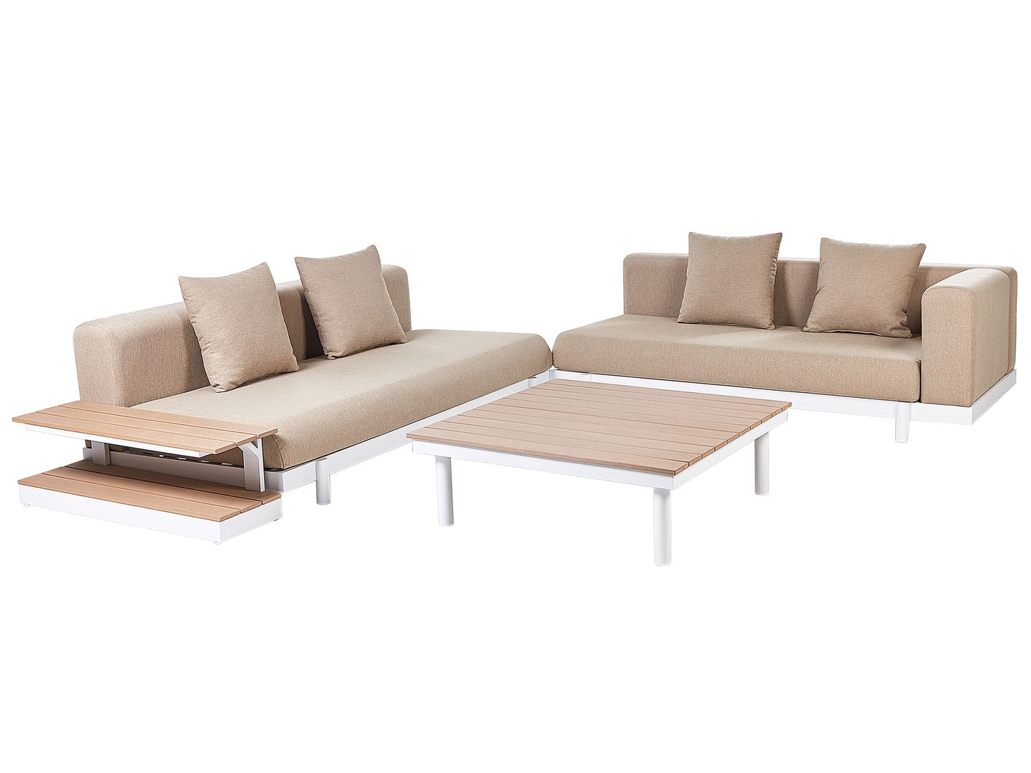 Garden Corner Sofa with Table 5 Seater MISSANELLO Beige